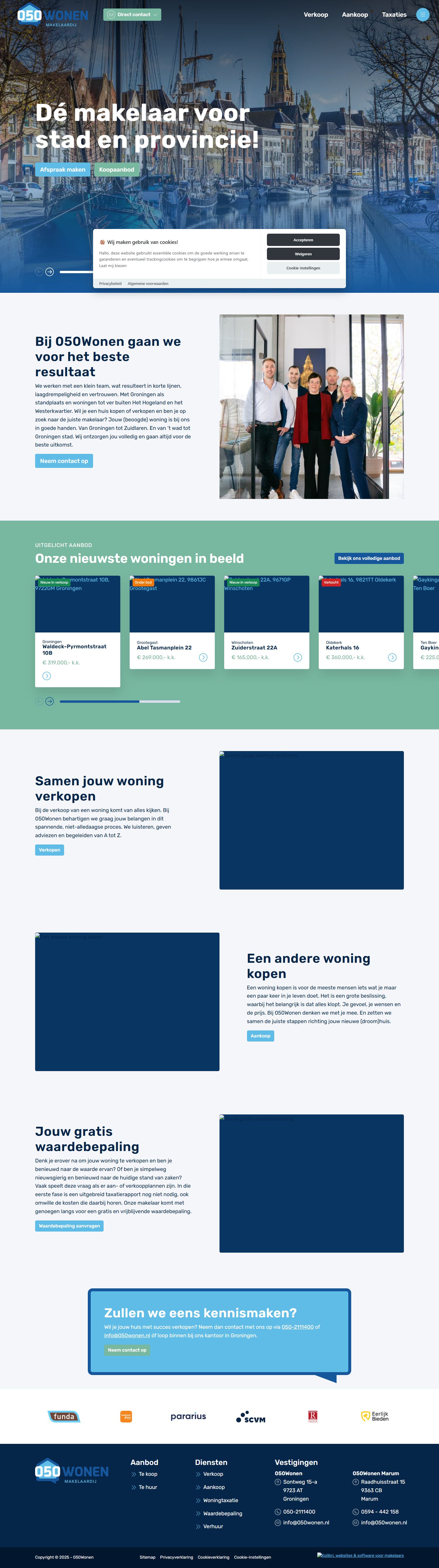 Screenshot van de website van www.050wonen.nl