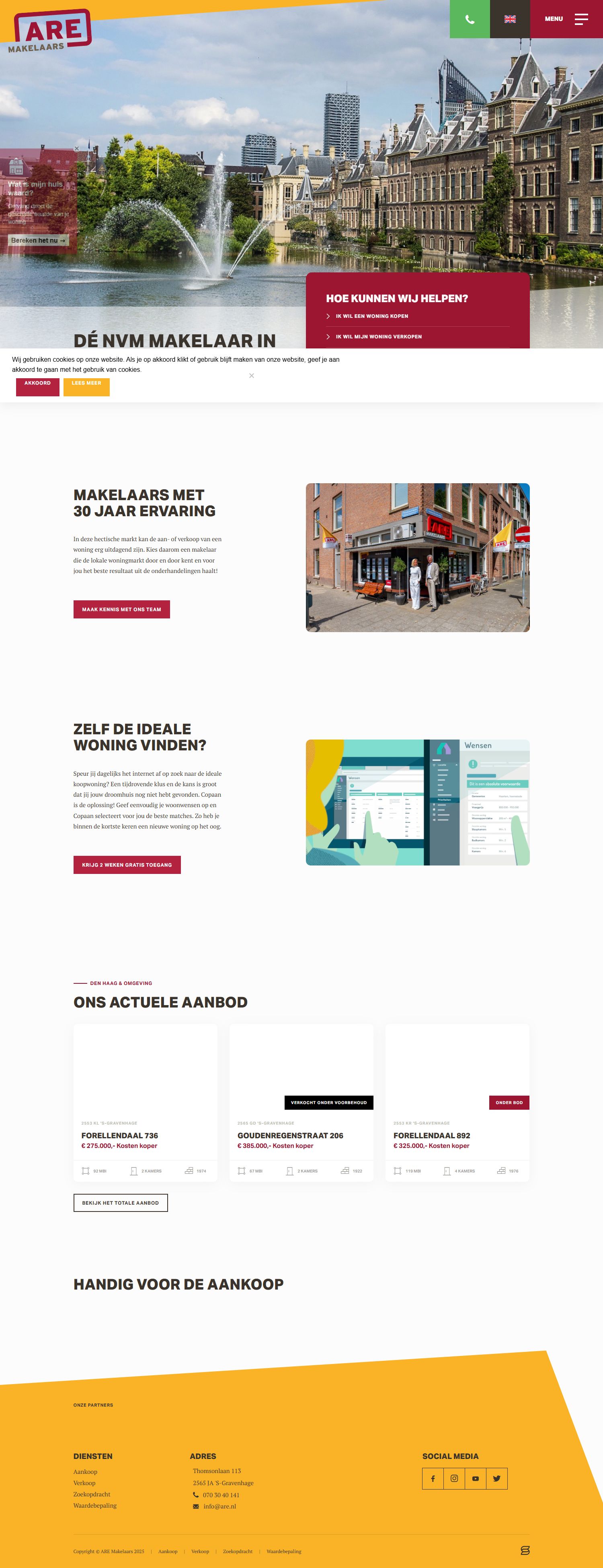 Screenshot van de website van www.are.nl