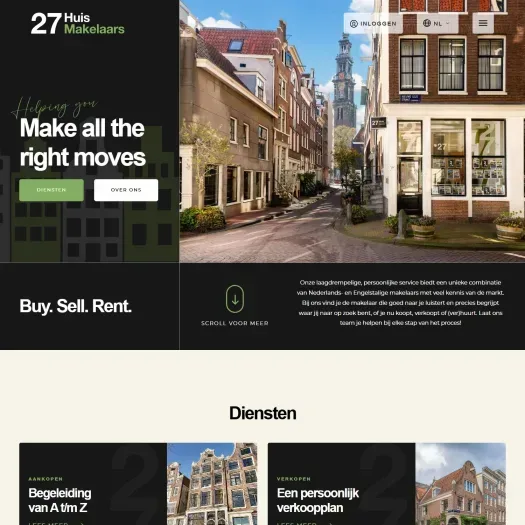 Screenshot of the website of www.27huis.nl