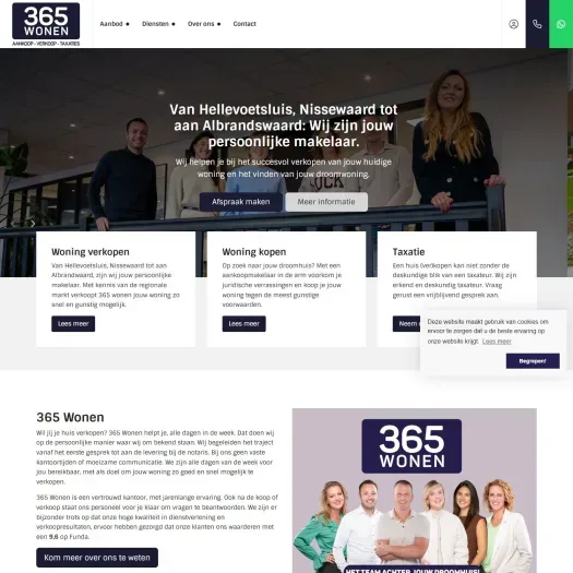 Screenshot van de website van www.365-wonen.nl