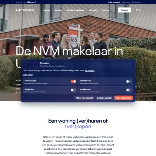 Capture d'écran du site web de www.365makelaardij.nl
