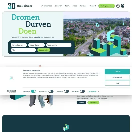Screenshot van de website van www.3dmakelaars.nl
