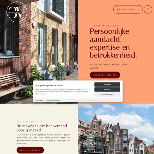 Screenshot van de website van www.drievermakelaars.nl