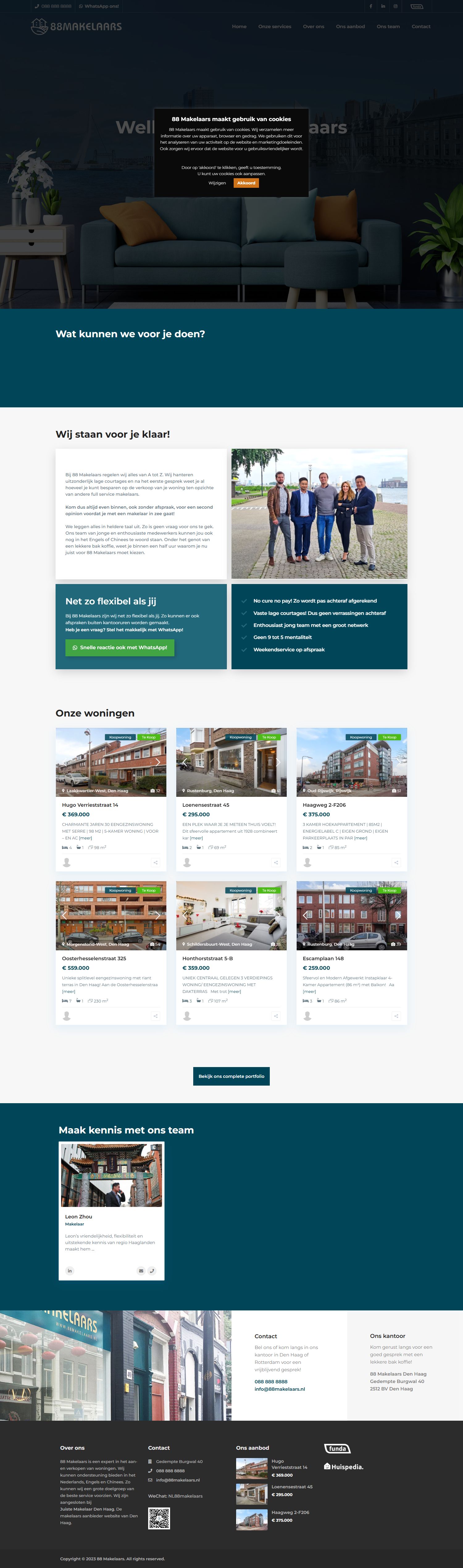 Screenshot van de website van www.88makelaars.nl