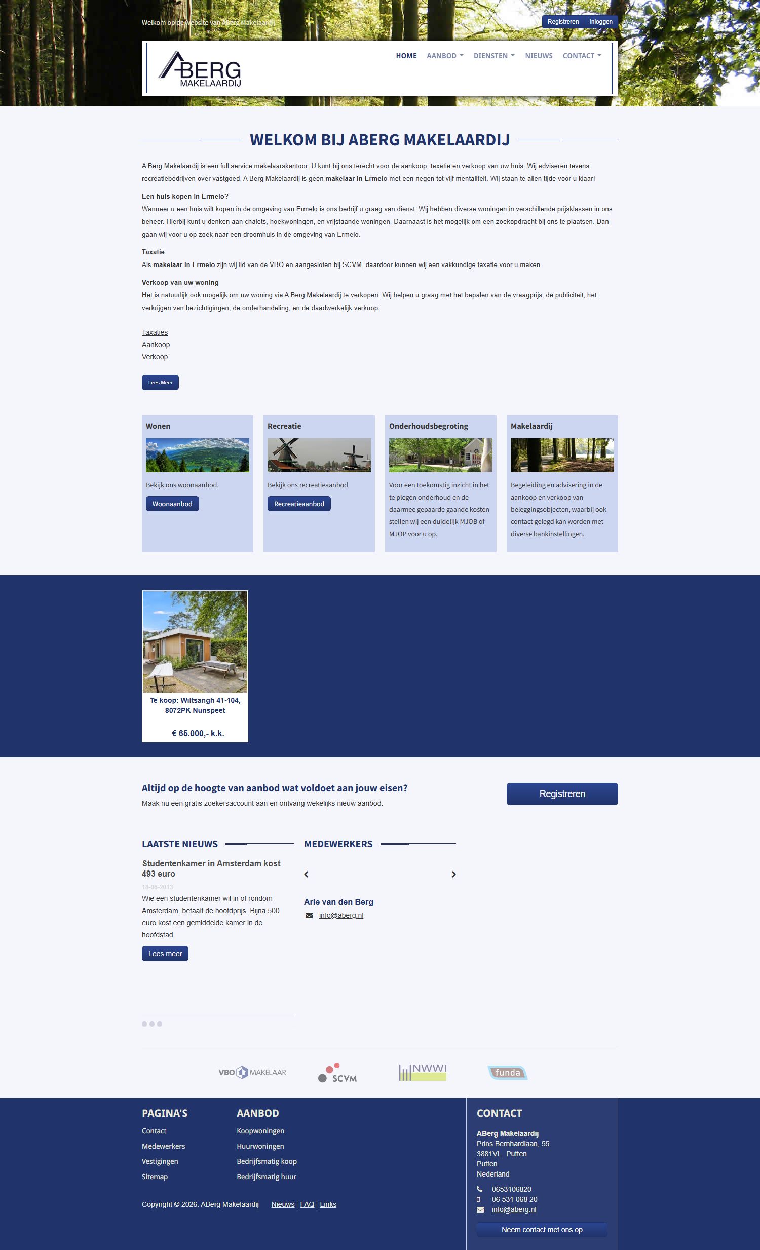 Screenshot van de website van www.aberg.nl