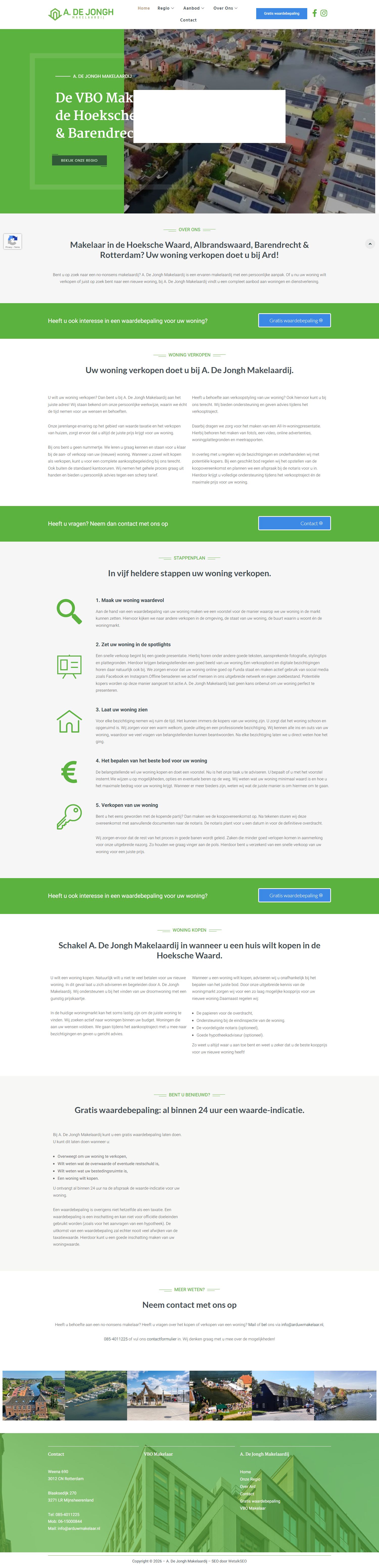 Screenshot van de website van www.arduwmakelaar.nl