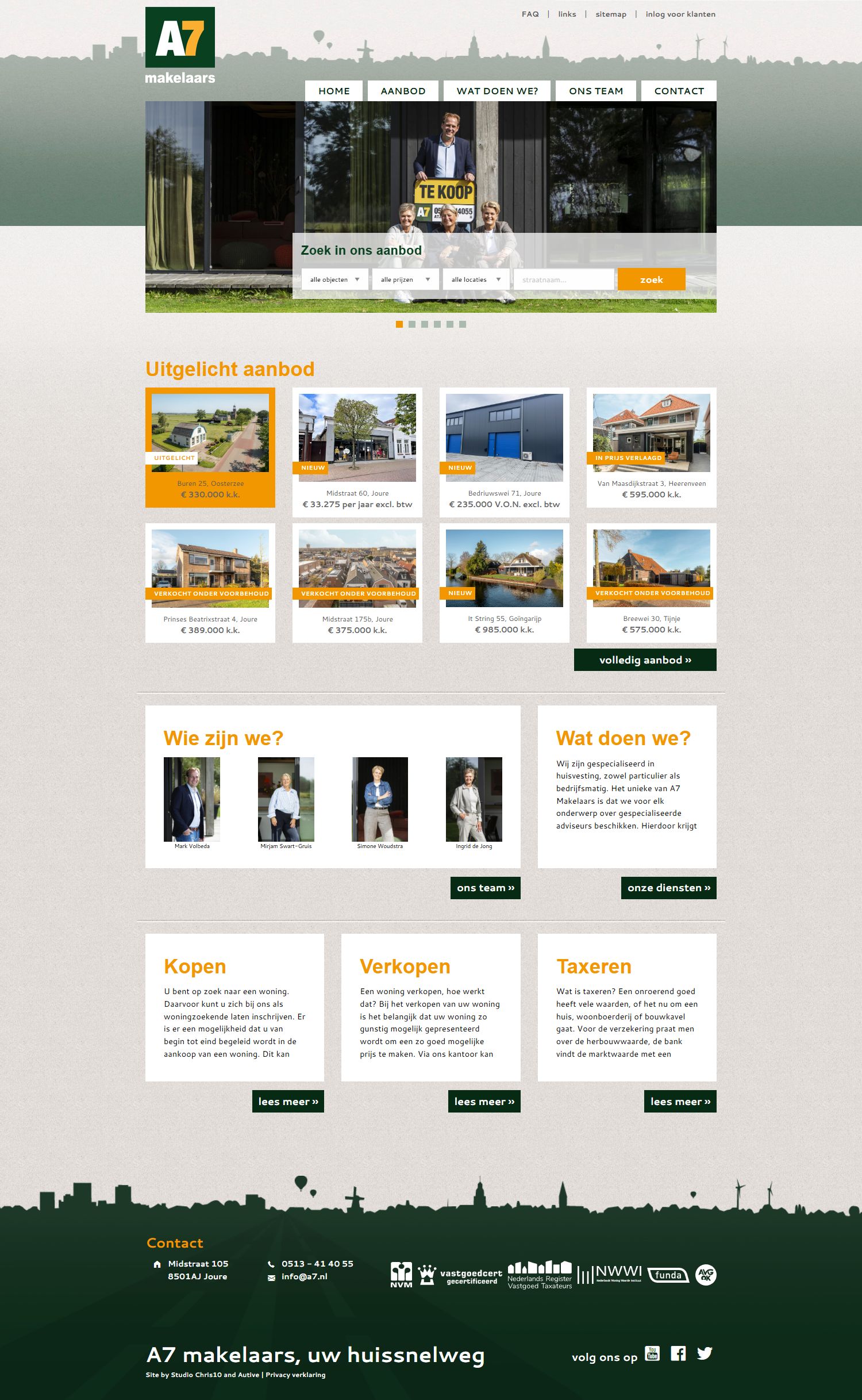 Screenshot van de website van www.a7.nl