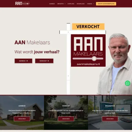 Screenshot of the website of www.aanmakelaars.nl