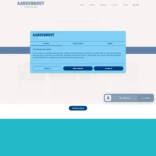 Screenshot der Website von www.aardenhoutmakelaardij.nl