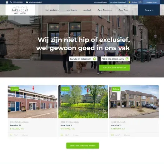 Screenshot der Website von www.aarendonk.nl