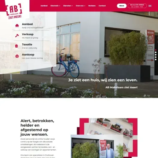 Screenshot van de website van www.abmakelaars.nl