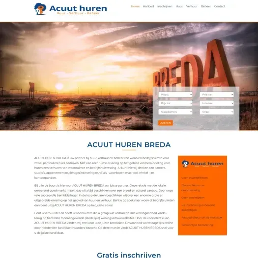 Screenshot of the website of www.acuuthuren.nl
