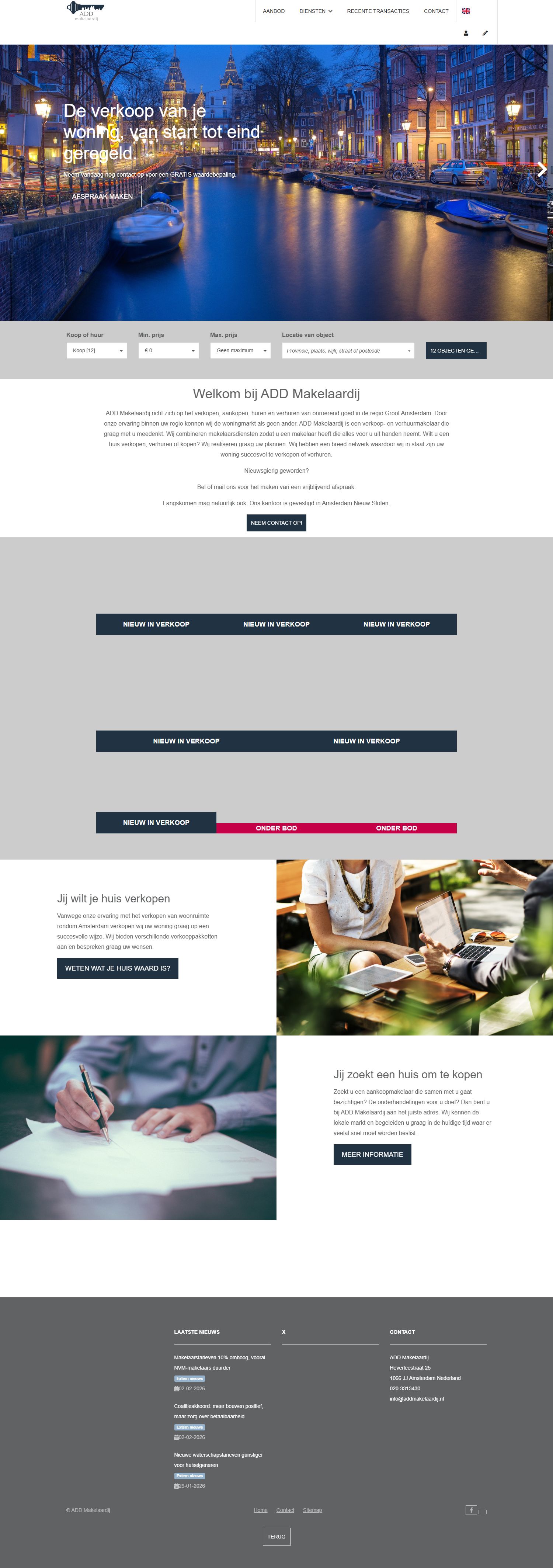 Screenshot van de website van www.addmakelaardij.nl