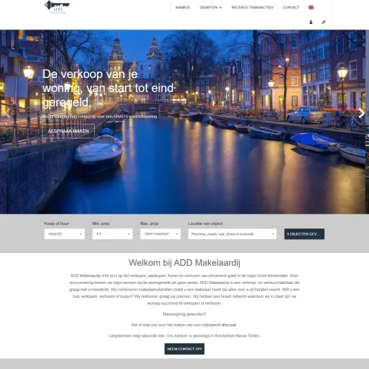Capture d'écran du site web de www.addmakelaardij.nl