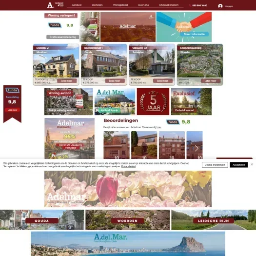 Screenshot of the website of www.adelmar.nl
