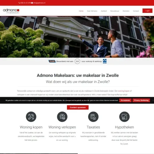 Screenshot of the website of www.admono.nl