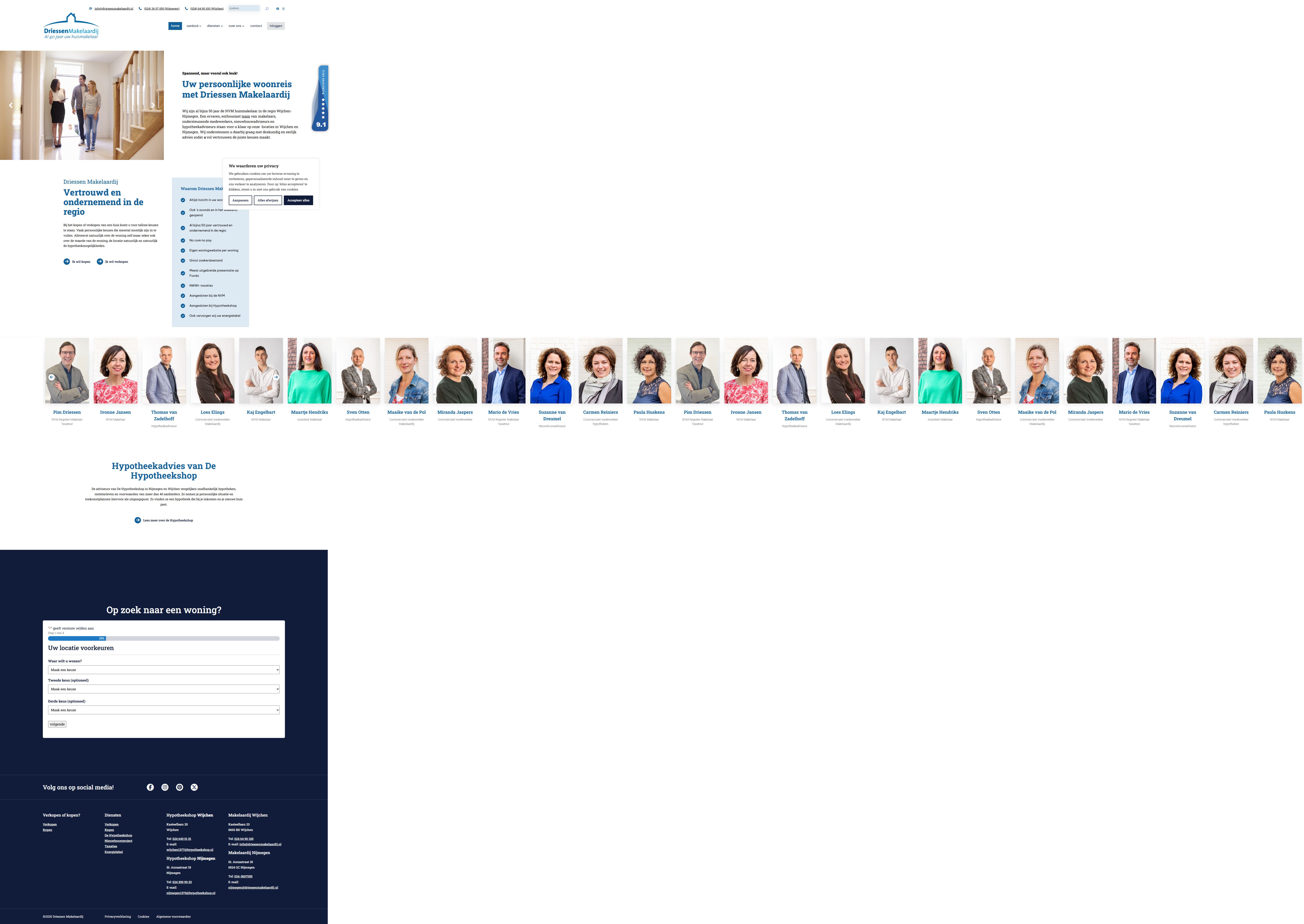 Screenshot van de website van driessenmakelaardij.nl