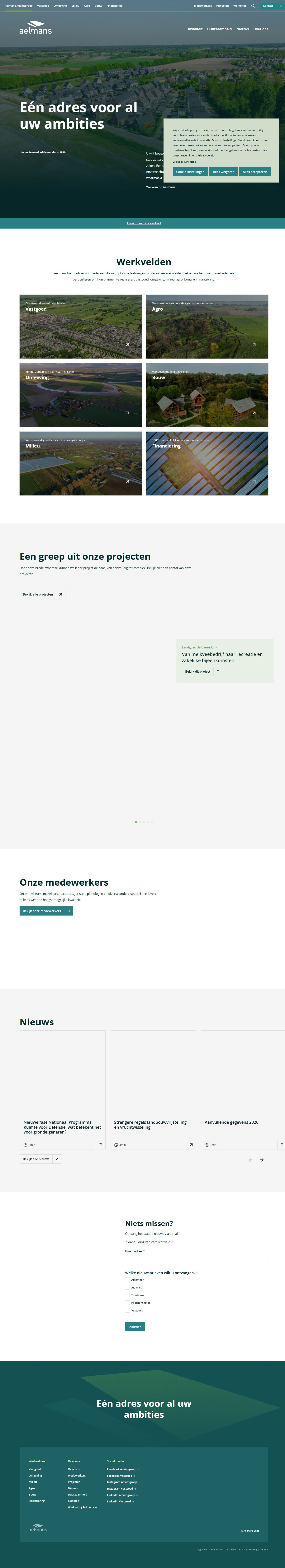 Screenshot van de website van www.aelmans.com