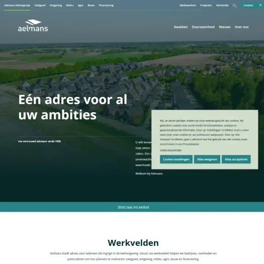 Screenshot van de website van www.aelmans.com