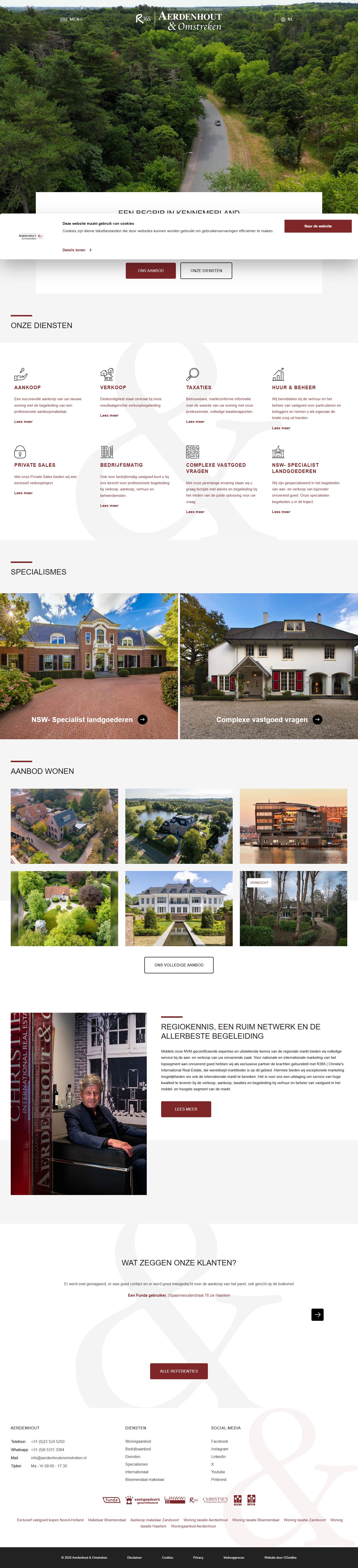 Screenshot van de website van www.aerdenhoutenomstreken.nl