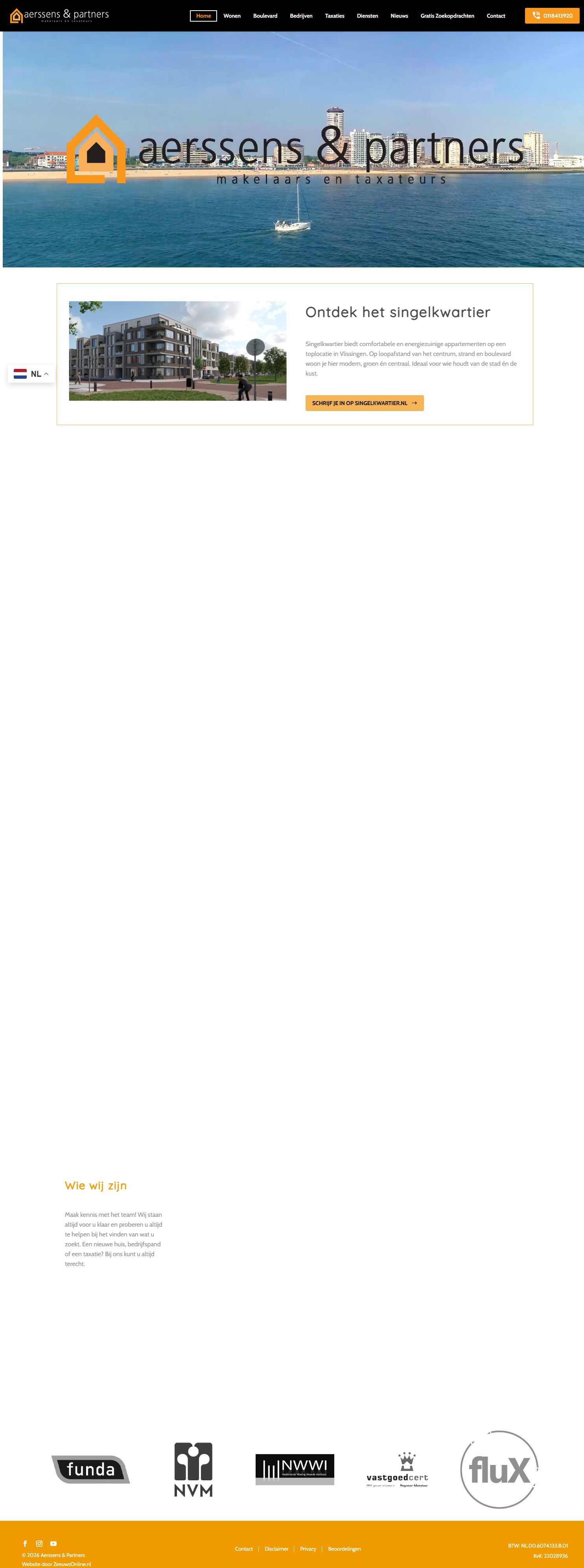 Screenshot van de website van www.aenpmakelaars.nl