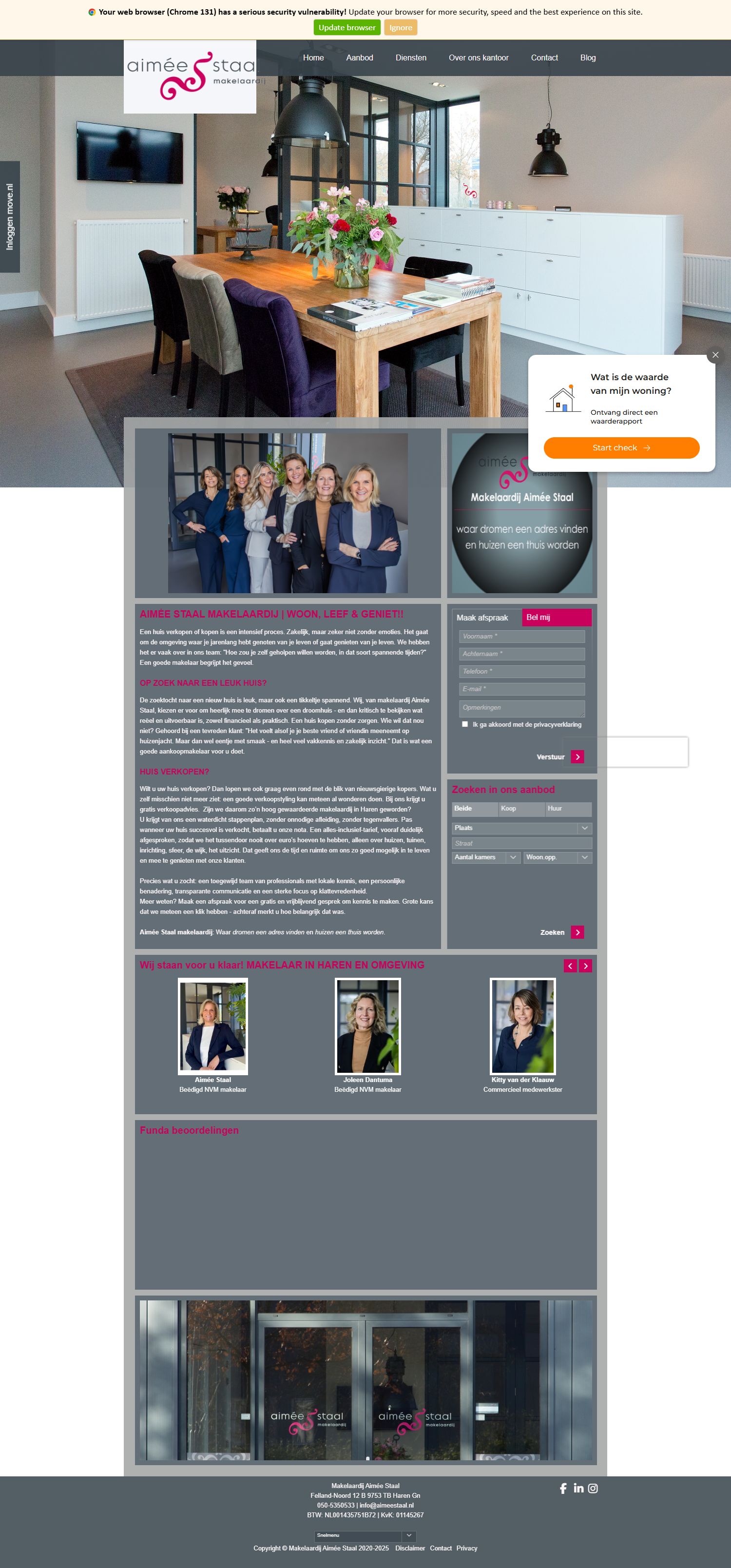 Screenshot van de website van www.aimeestaal.nl