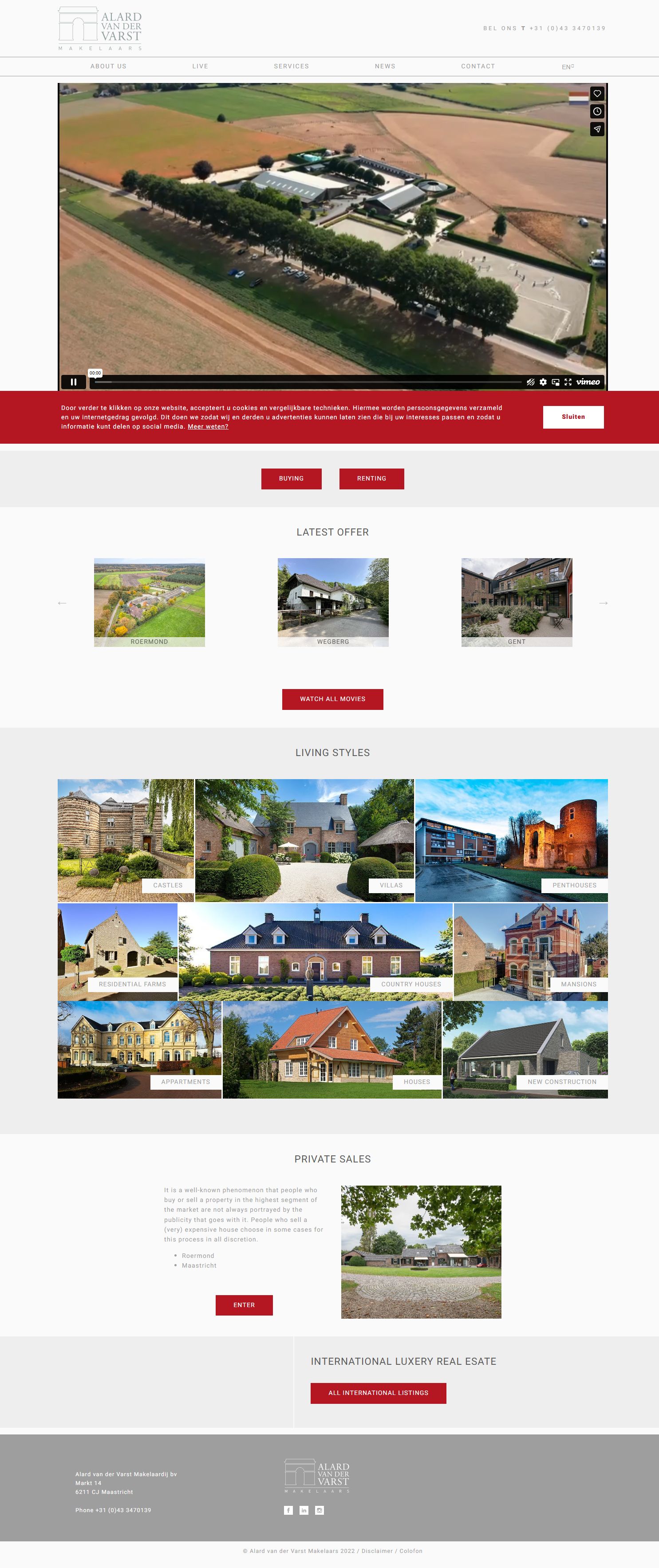 Screenshot van de website van www.alardvandervarst.nl