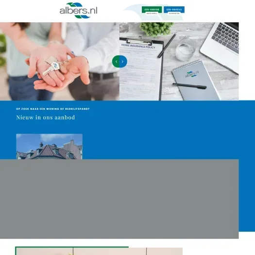 Screenshot van de website van www.albers.nl
