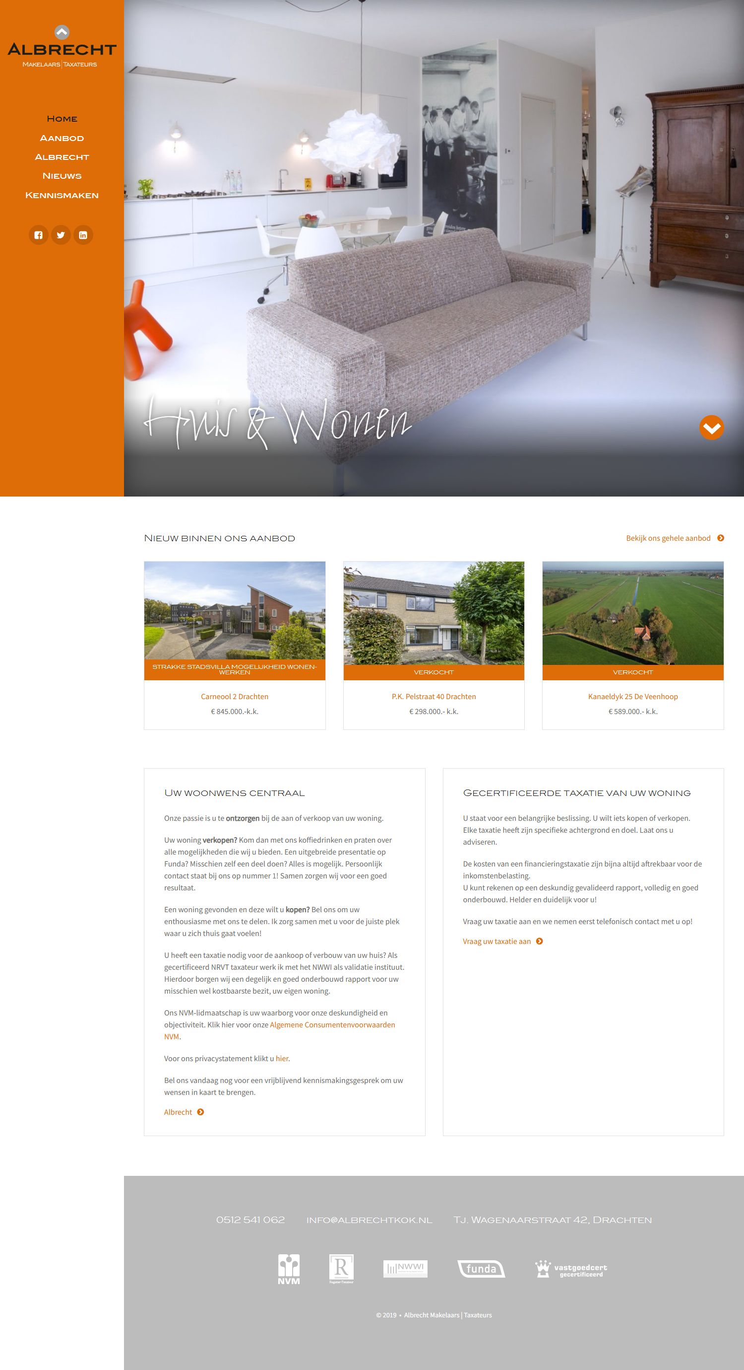 Screenshot van de website van www.albrechtkok.nl