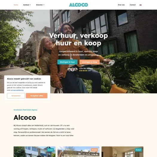 Screenshot of the website of www.alcoco.nl
