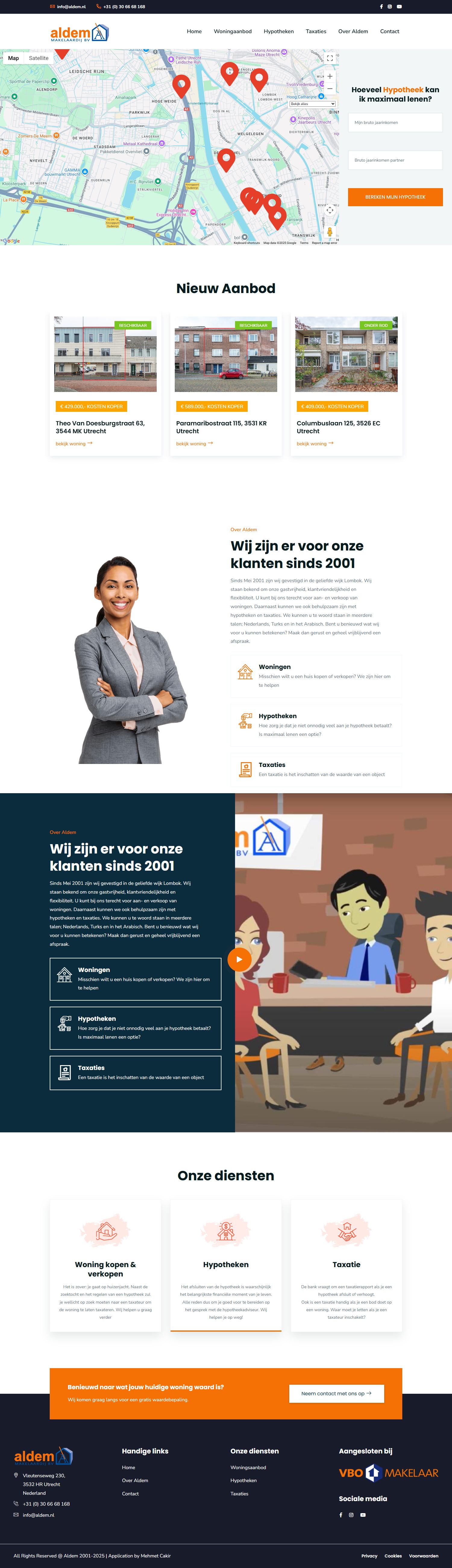 Screenshot van de website van www.aldem.nl