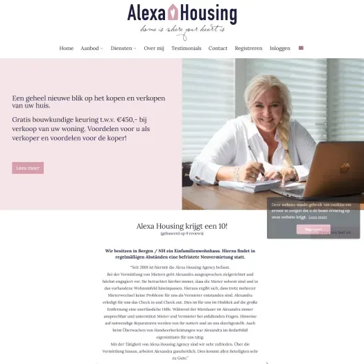 Capture d'écran du site web de alexahousing.nl