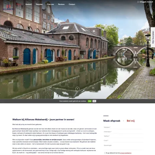Screenshot der Website von www.alliancesmakelaardij.nl