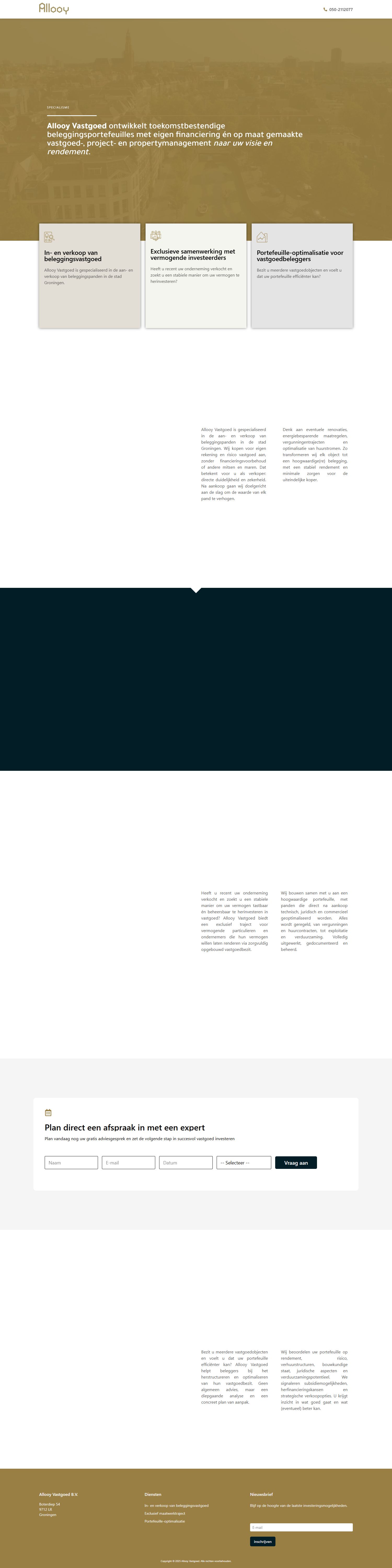 Screenshot van de website van www.allooy.nl