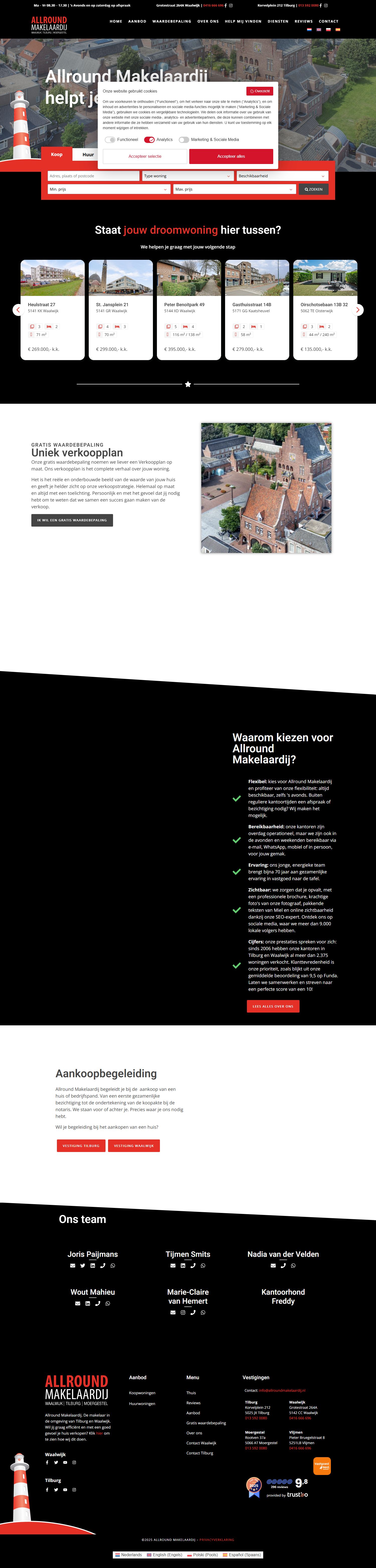 Screenshot van de website van www.allroundmakelaardij.nl