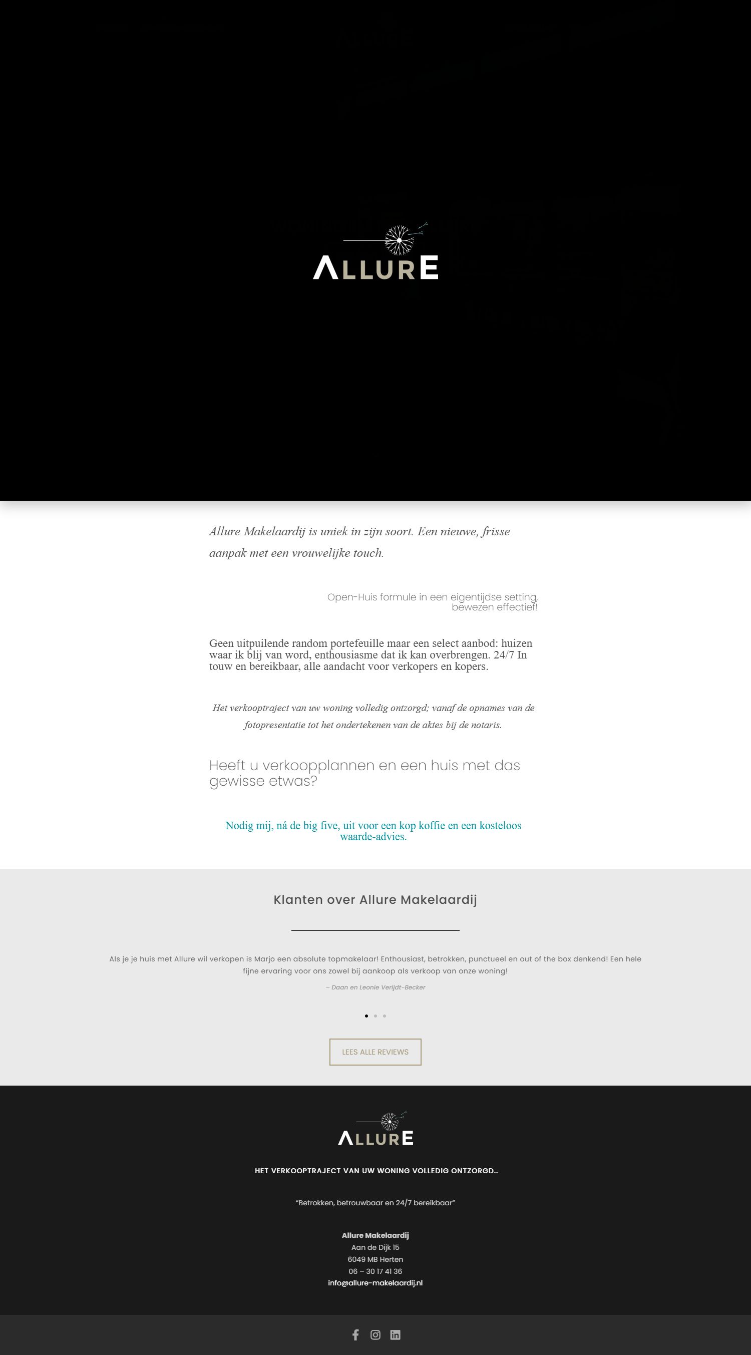 Screenshot van de website van allure-makelaardij.nl
