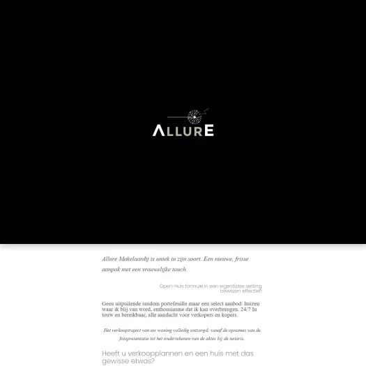 Screenshot of the website of allure-makelaardij.nl