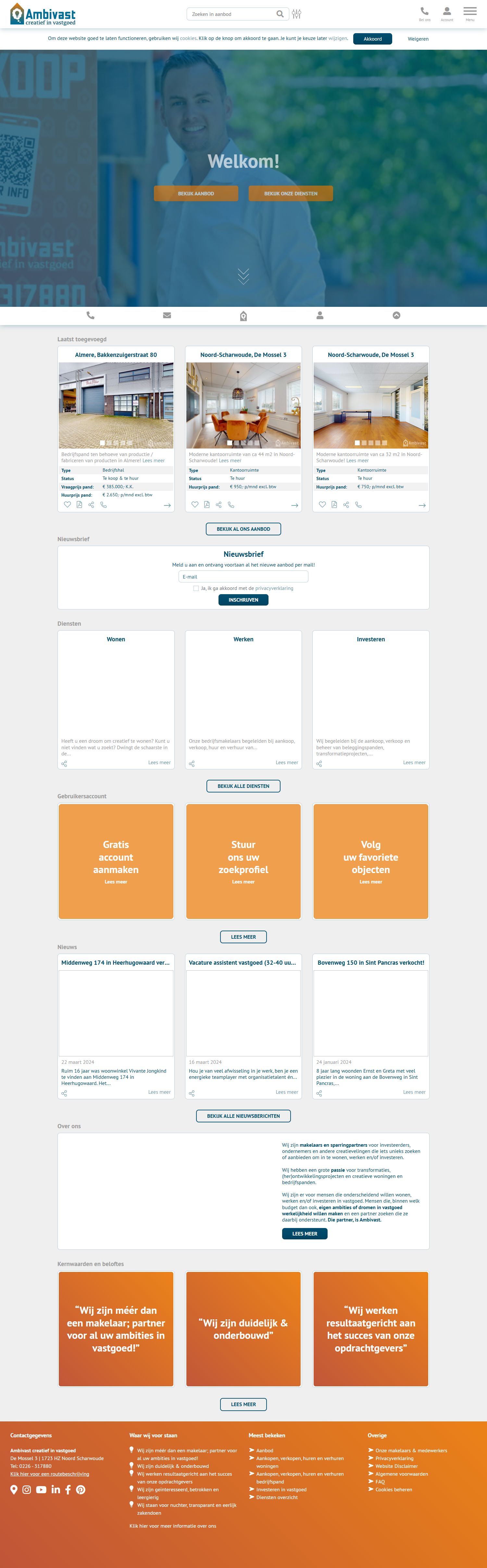 Screenshot van de website van ambivast.nl