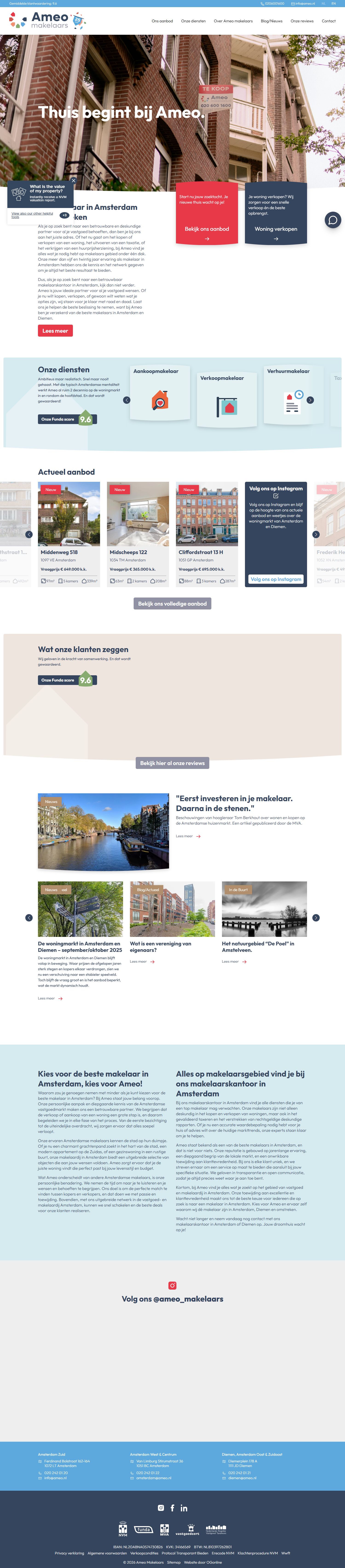 Screenshot van de website van www.ameo.nl