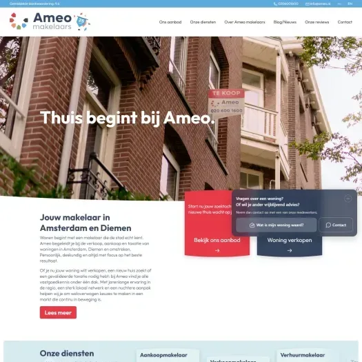 Screenshot van de website van www.ameo.nl