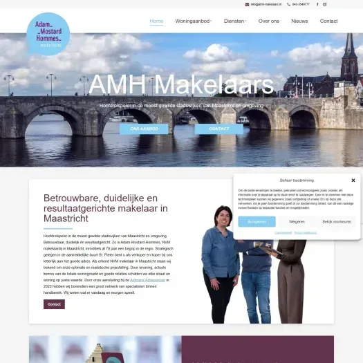 Screenshot of the website of www.amh-makelaars.nl