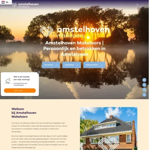 Screenshot of the website of www.amstelhoven.nl