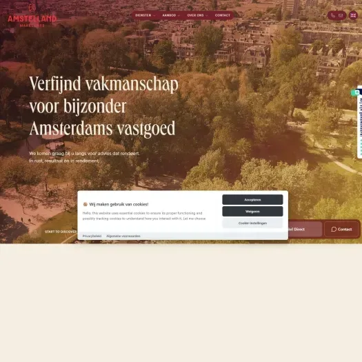 Screenshot of the website of www.amstellandmakelaars.nl