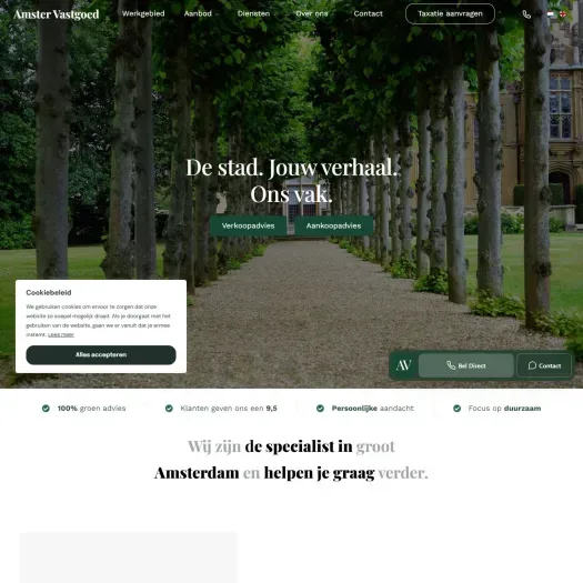 Screenshot of the website of amstervastgoed.nl