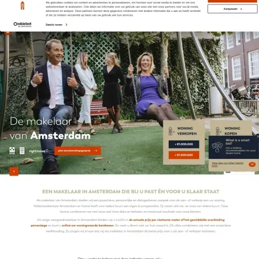 Screenshot of the website of www.makelaaramsterdam.nl