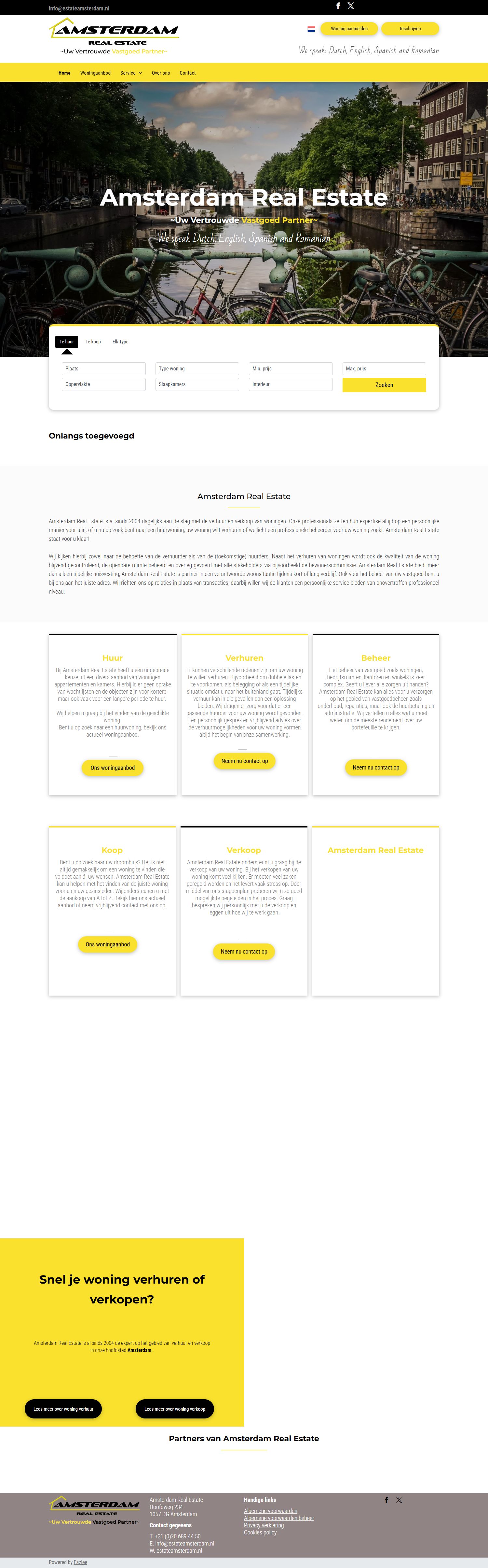Screenshot van de website van www.estateamsterdam.nl