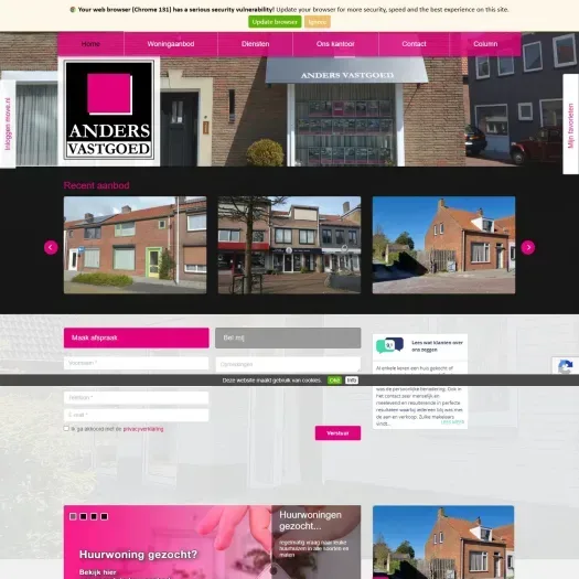 Screenshot van de website van www.andersvastgoed.eu