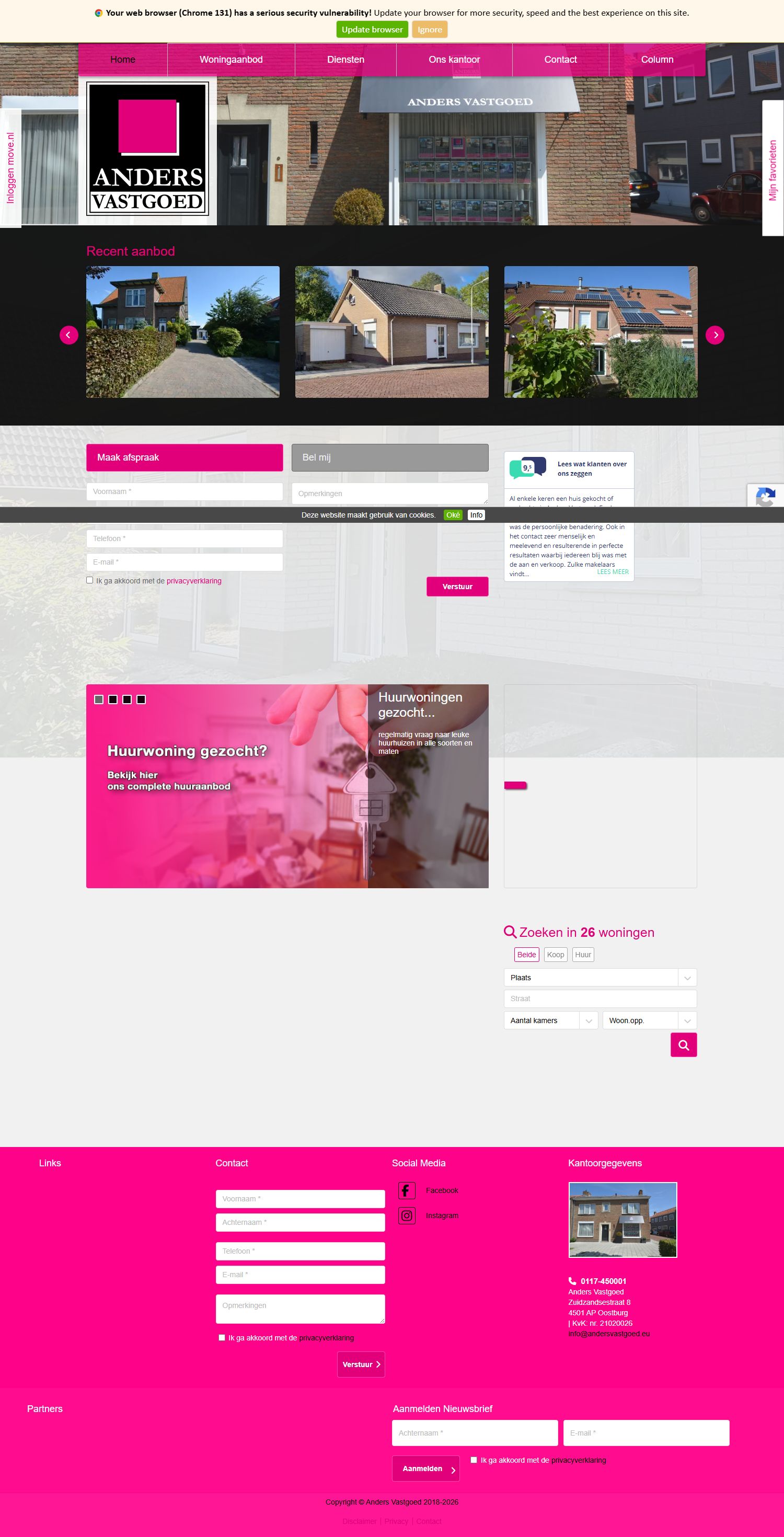 Screenshot van de website van www.andersvastgoed.eu
