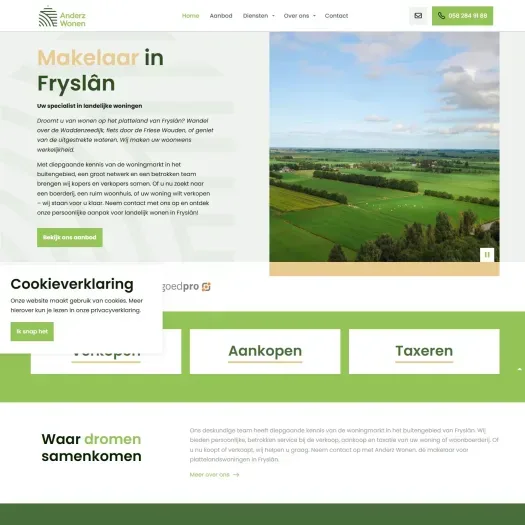 Screenshot van de website van www.anderzwonen.nl
