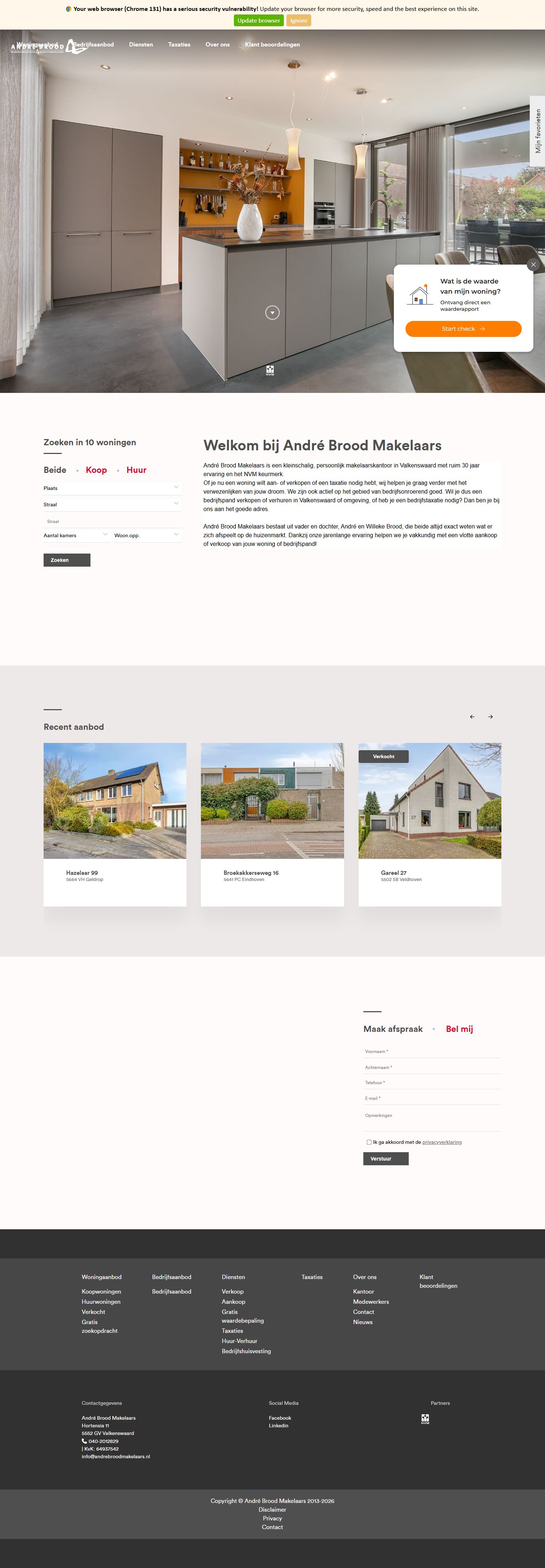 Screenshot van de website van www.andrebroodmakelaars.nl
